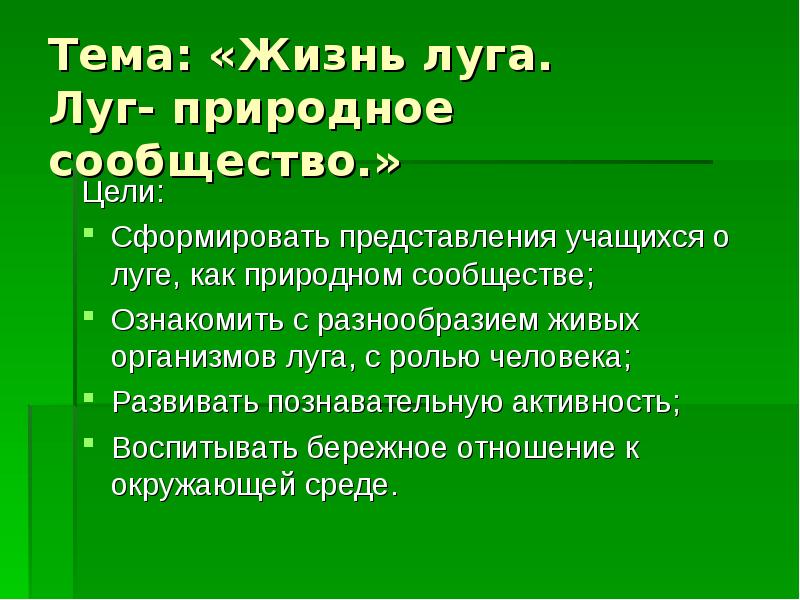 Презентация по окружающему миру 4 класс жизнь луга