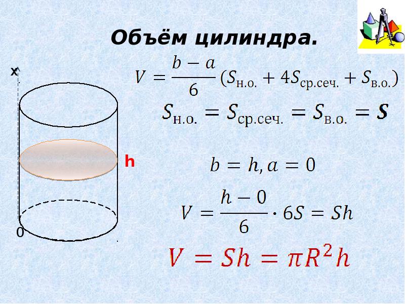 Цилиндр х. H цилиндра. Объем тела. Объем тела цилиндра. Объем тела картинки.