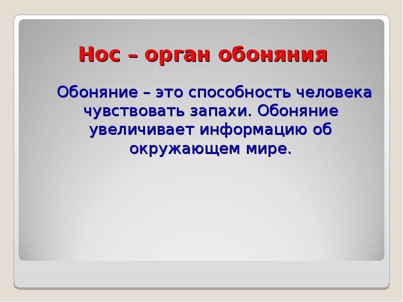 Презентация на тему обоняние