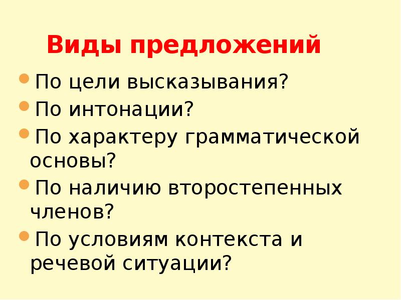 Предложения по наличию грамматической основы