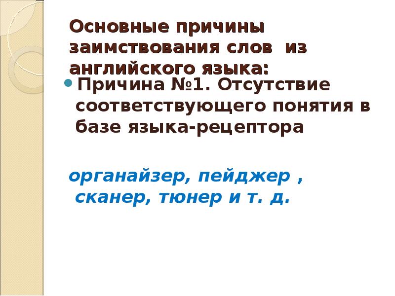 Отсутствие соответствовать. Причины заимствования слов из английского языка. Англицизмы в речи русского делового человека.