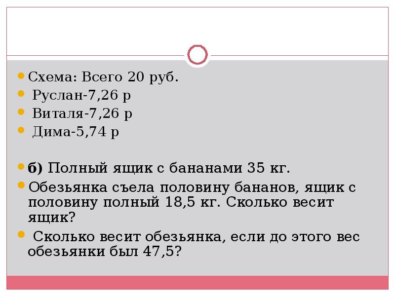Схема: Всего 20 руб.
Руслан-7,26 р
Виталя-7,26 р
Схема: Всего 20 руб.
Руслан-7,26 р
Виталя-7,26 р