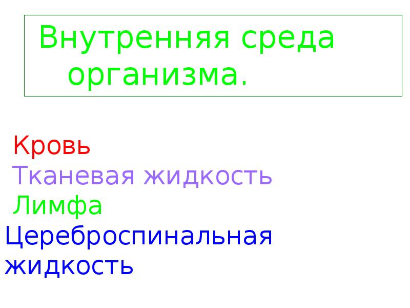 Организм и среда. Внутренний четверг организма.