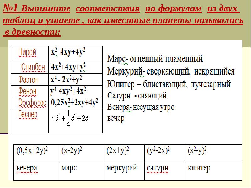 Формула 2 таблица. Посмотрите таблицу 1 и выпишите. Формула Геологов.