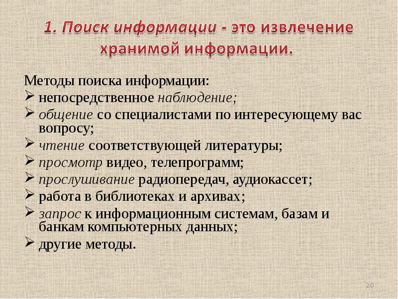 Литература соответствует. Методы поиска информации. Пути поиска информации. Поиск информации методы поиска. Основные методы поиска информации.