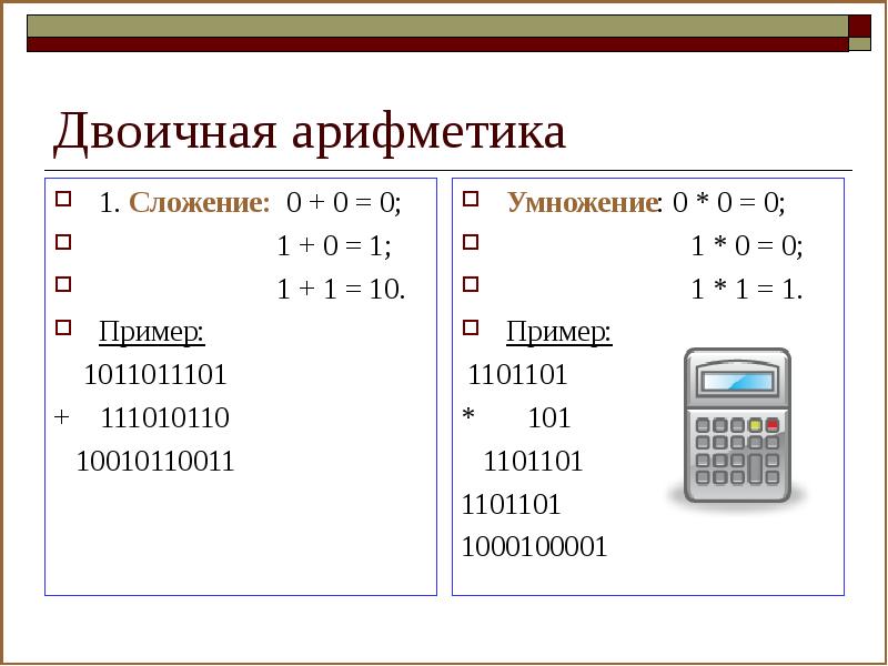 Двоичная арифметика презентация