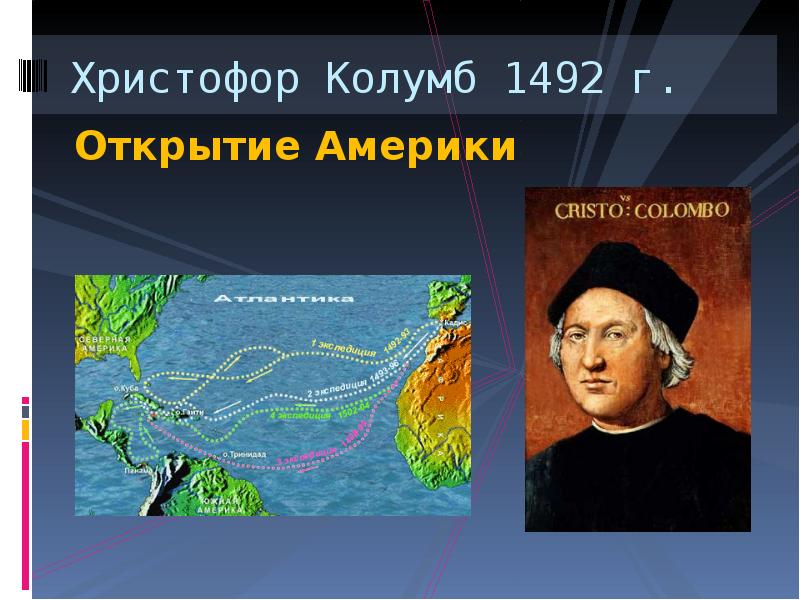 Христофор Колумб 1492 г.  Открытие Америки