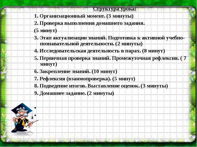 Технологическая карта проверка домашнего задания