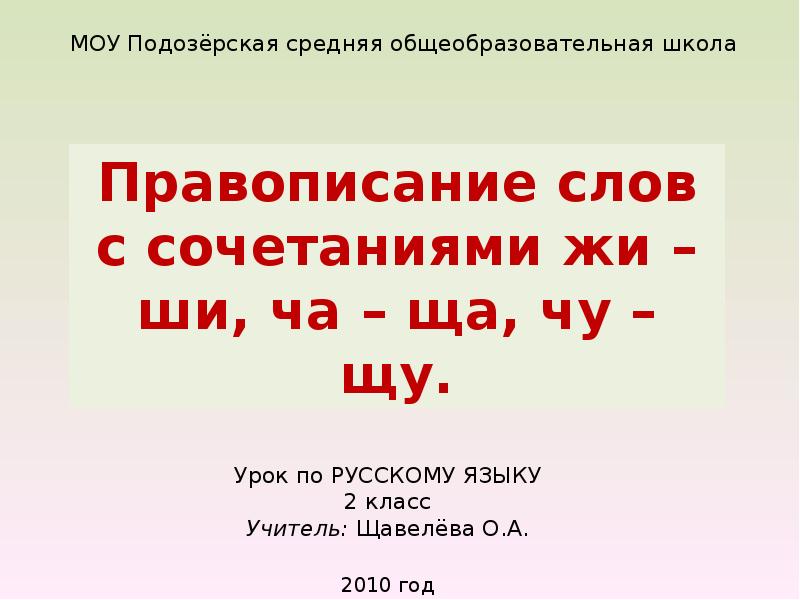 Правописание слов с сочетаниями жи ши 1 класс презентация