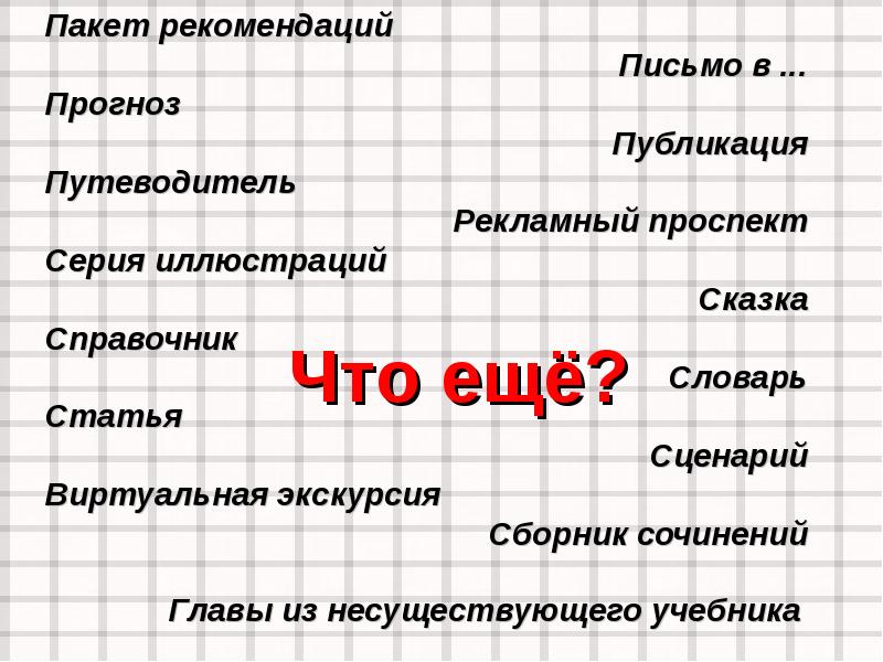Пакет рекомендаций Пакет рекомендаций Письмо в ... Прогноз Публикация Путеводитель Рекламный