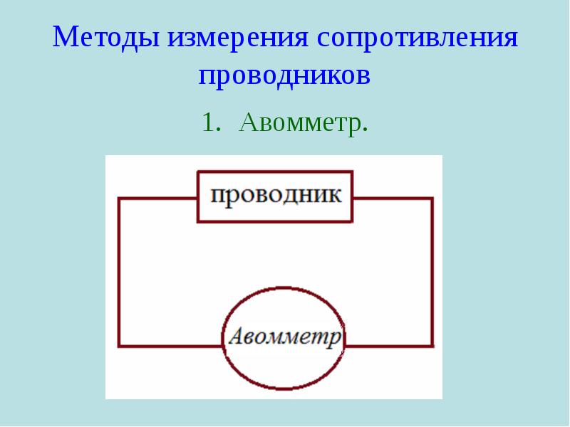 Методы измерения сопротивления проводников Авомметр.