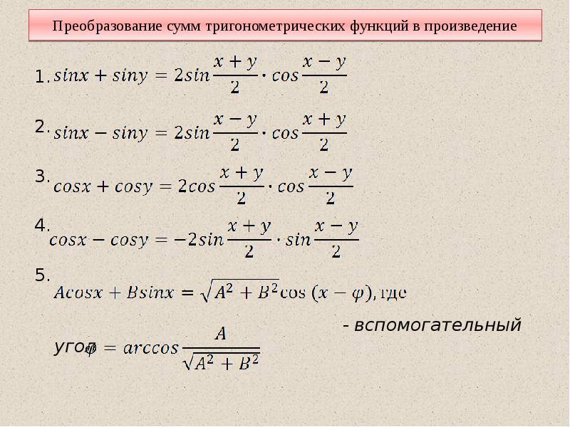 Презентация формулы суммы и разности тригонометрических функций