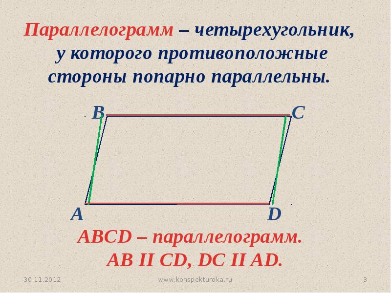 Противоположные стороны. Что такое параллелограмм в геометрии. Параллелограмм 8 класс геометрия. Прямоугольный параллелограмм. Определение параллелограмма 8 класс.