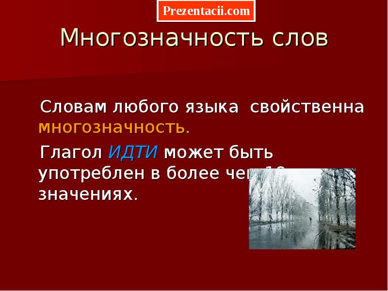 3 любых слова. Лес многозначное слово. Многозначность слова презентация. Многозначность глагола идет. Глагольная многозначность.