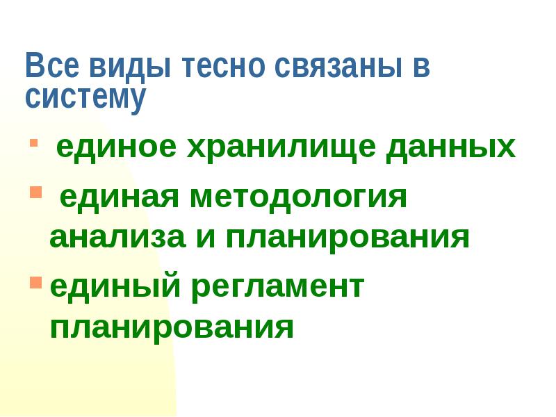 Единое планирование. Виды тесно. Система планирования в банке дает возможность. ЕХД.