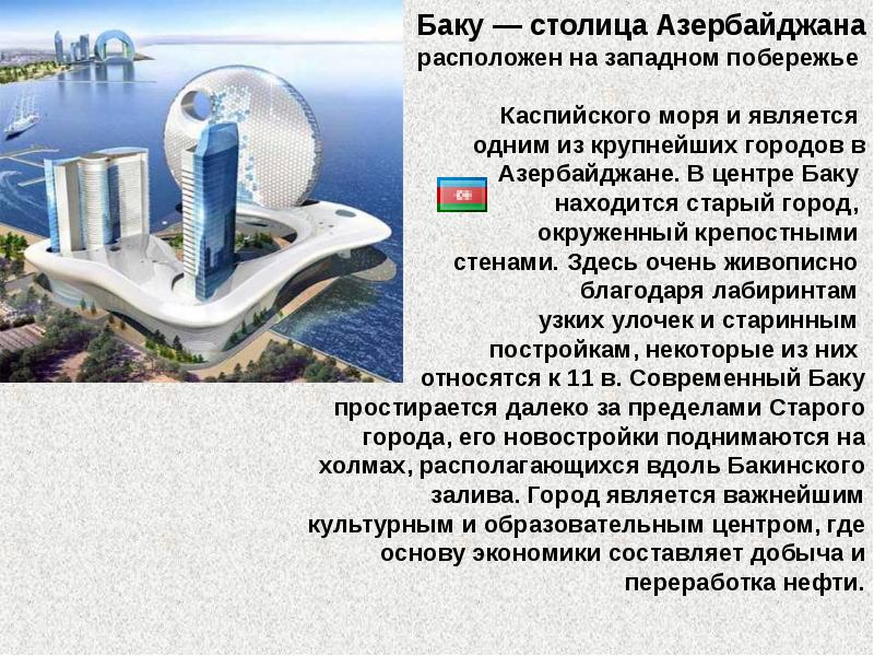 Сколько можно находится в стране. Доклад про Баку. Столица Азербайджана презентация. Азербайджан Баку интересные факты. Презентация на тему Баку.