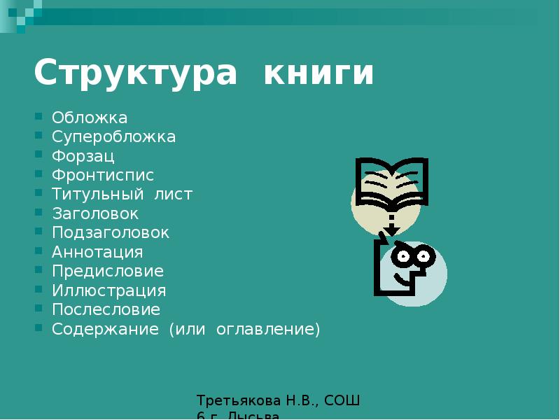 Структура книги схема