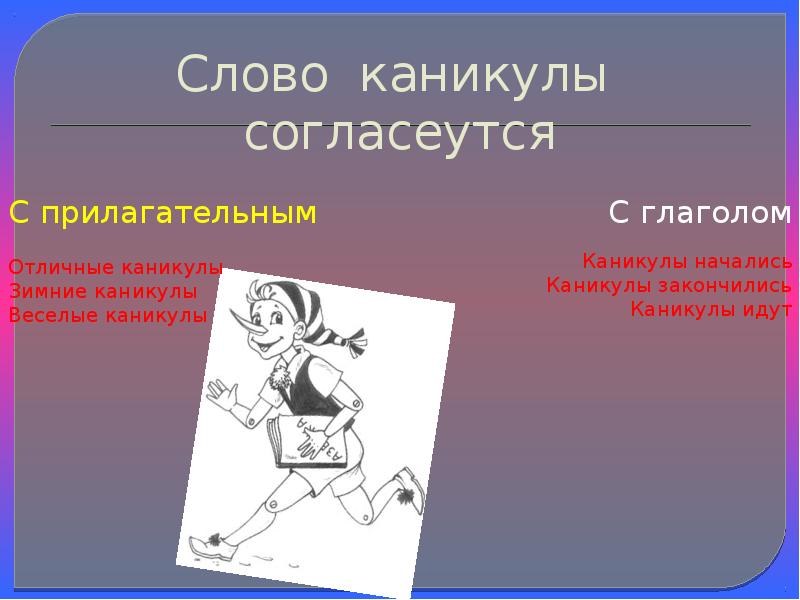 Текст каникулы. Слово каникулы. Происходит слово 