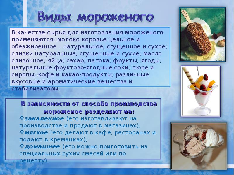 Проект полезное ли мороженое