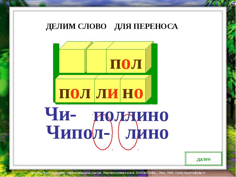 Презентация 1 класс правила переноса