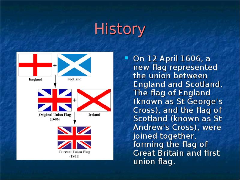 History
On 12 April 1606, a new flag represented the union History
On 12 April 1606, a new flag represented the union