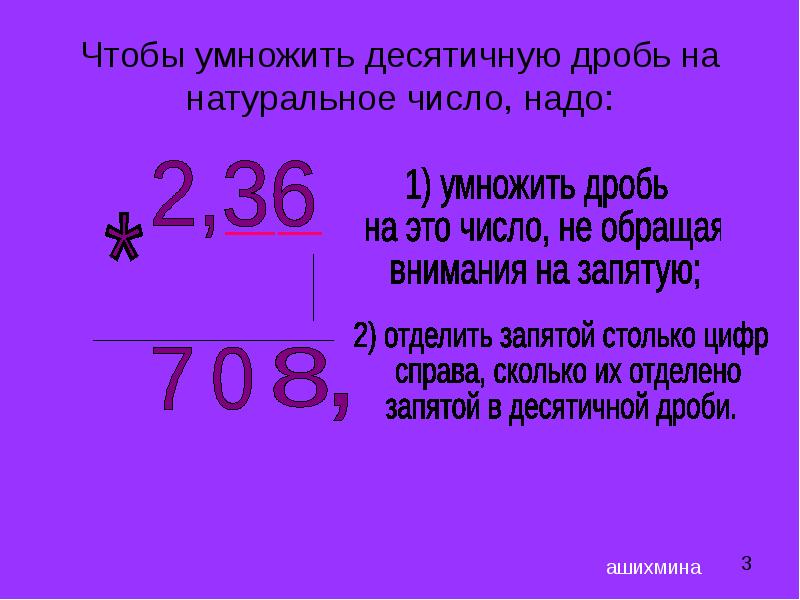 Презентация умножение десятичной дроби на число 5 класс презентация