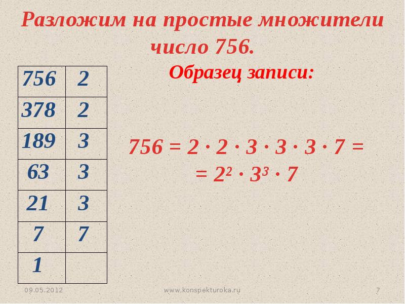 Разложение числа на простые множители 5 класс презентация