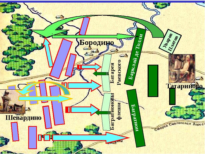 Карта памятников бородинского поля