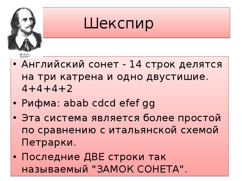 Сонеты шекспира презентация 8 класс