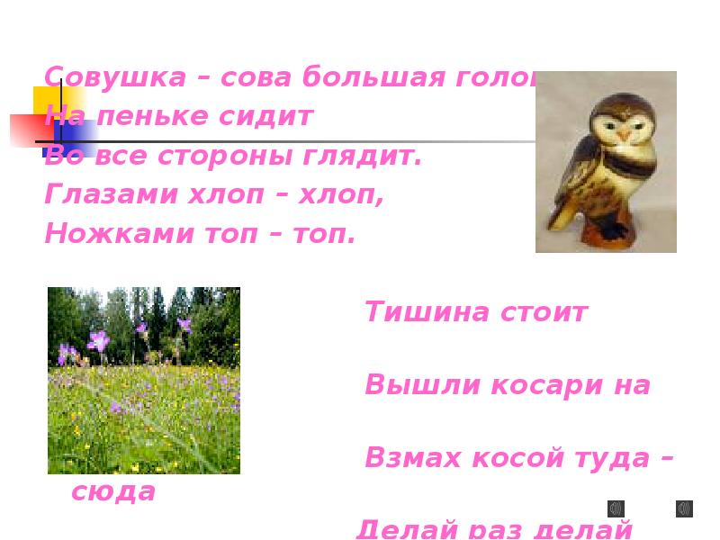 Совушка – сова большая голова.
Совушка – сова большая голова.
На Совушка – сова большая голова.
Совушка – сова большая голова.
На