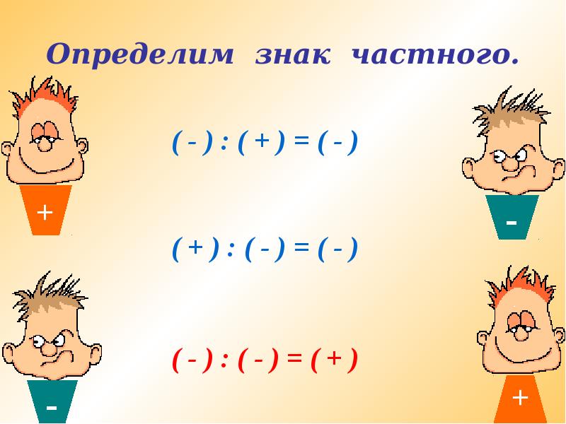 Определим знак частного.