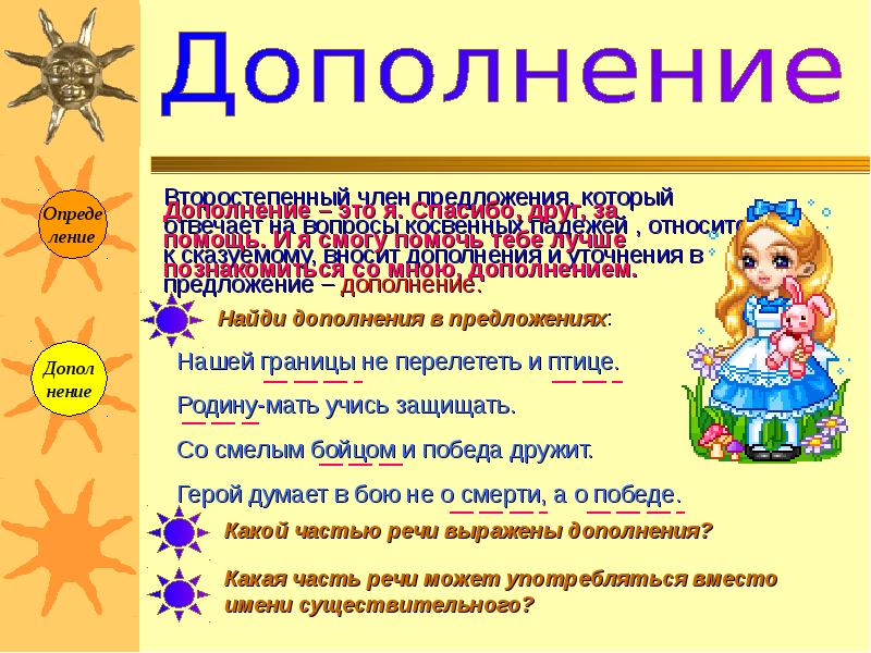 Допол. Дополните предложение на тему новости. Дочь какое дополнение. На какие вопросы отвечает опреде=ление. Апямре и косаенре допол.