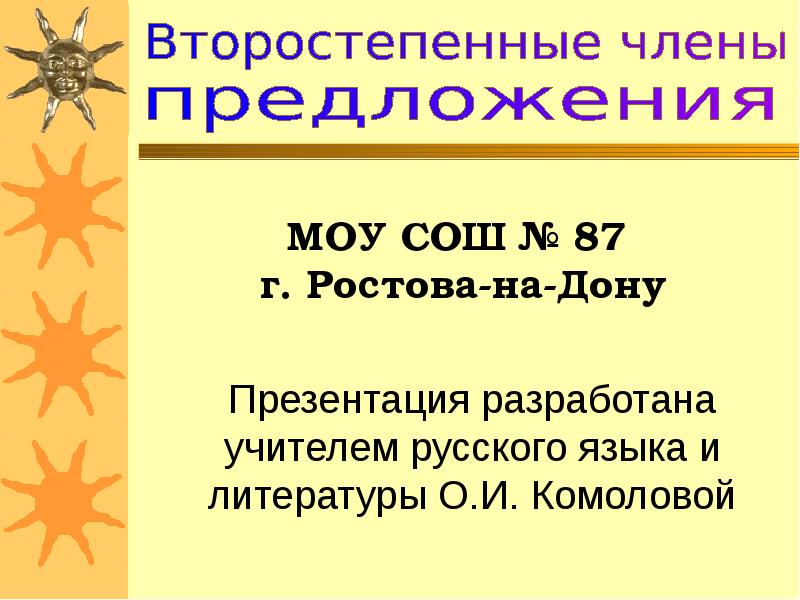 Второстепенные члены предложения презентация 11 класс