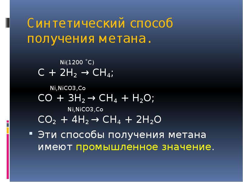 Ch ch ni. Из метана c2h2. Образование метана реакция. Получение метана. Все способы получения метана.