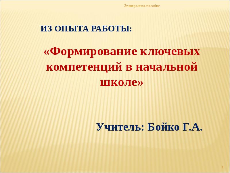 Формирование ключевых. Формирование ключевых компетенций в начальной школе.