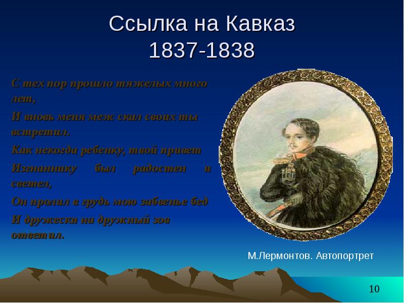 Кавказ в судьбе и творчестве лермонтова презентация