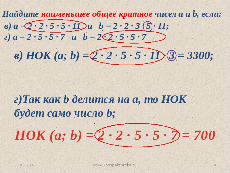 Наименьшее общее кратное 5 класс презентация