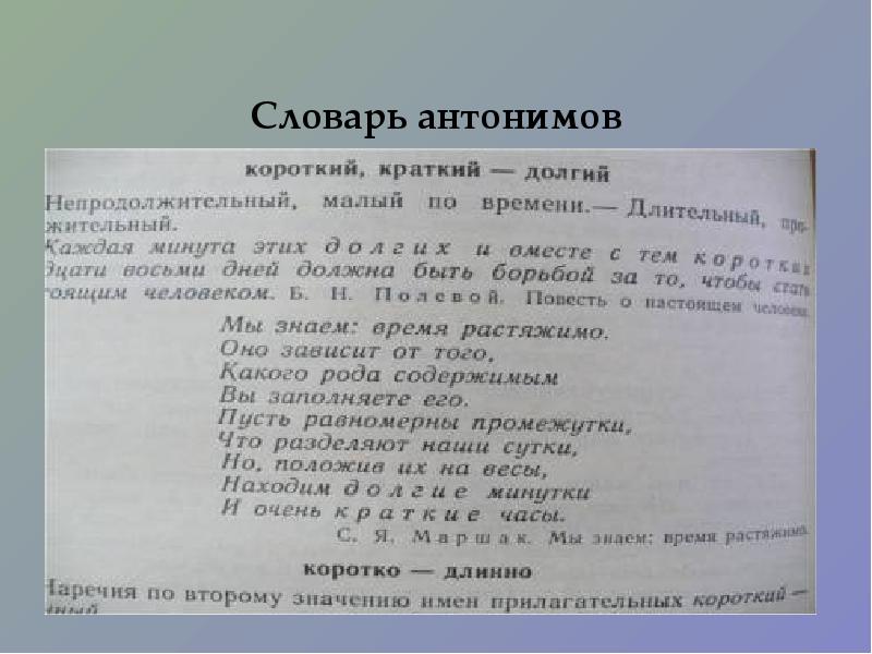 Проект словарь антонимов 2 класс русский язык