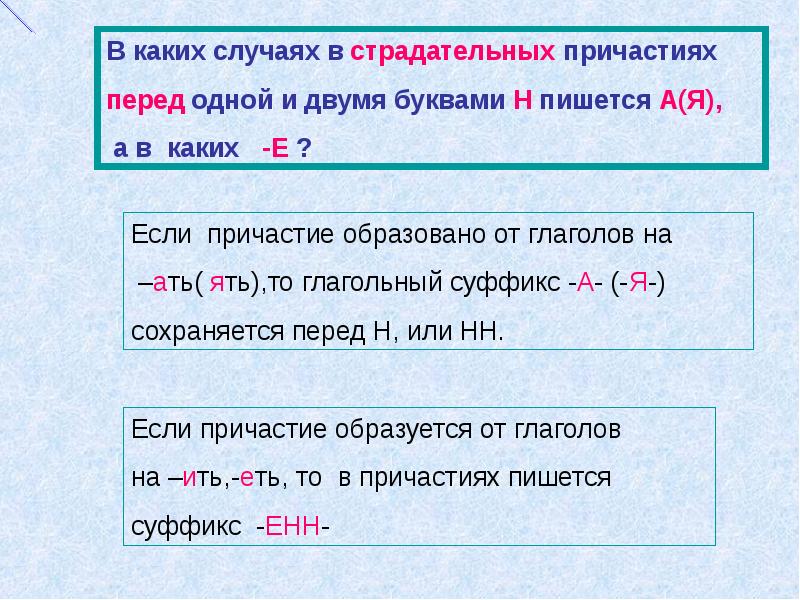 Какая буква перед причастиями. В каких случаях в страдательных причастиях. В каких случаях в страдательных причастиях перед одной. Что пишется перед н в причастиях. Страдательное е Причастие.