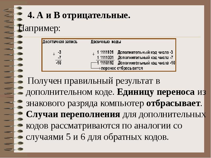 Единицу перемещения. Дополнительный код переполнение. Запись отрицательных чисел в двоичном коде. Переполнение в доп коде. Запись отрицательных чисел в двоичной системе.