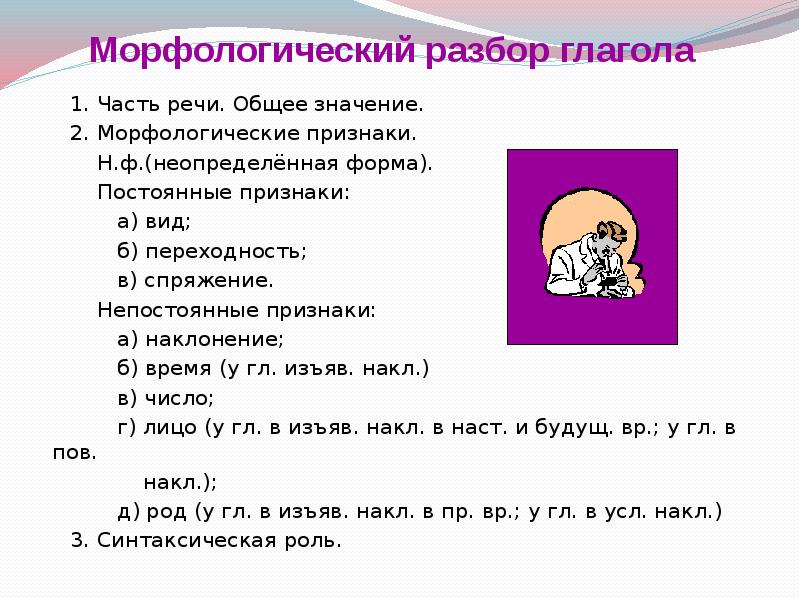 Разбор глагола как часть речи 3 класс образец школа россии