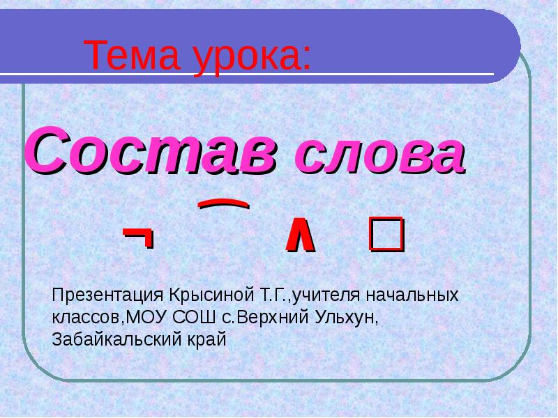 Презентация состав слова 4 класс перспектива