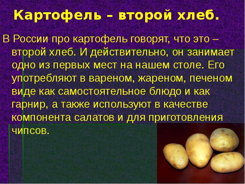 Интересные факты о картофеле презентация
