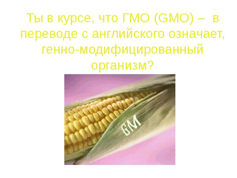 Проект генно модифицированные продукты