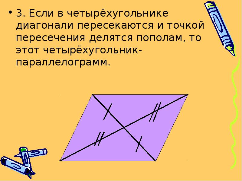 Рисунок диагонали параллелограмма точкой пересечения делятся пополам