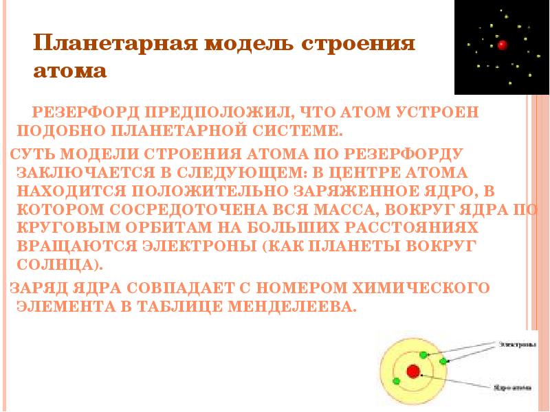 Планетарная модель атома презентация