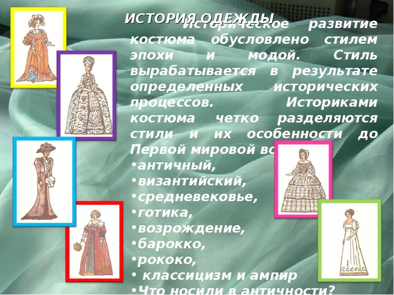 История развития моды презентация