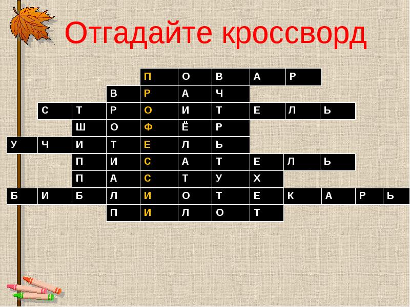 Кроссворд презентация 2 класс