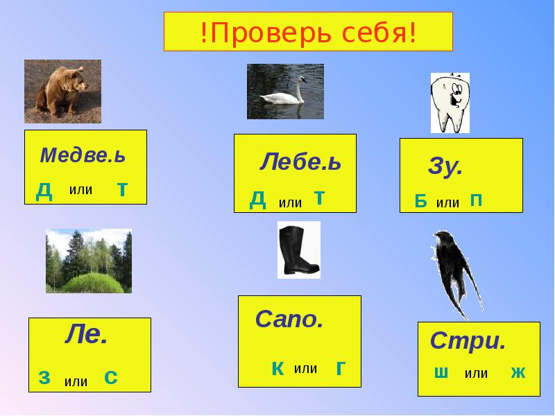 Обозначение парных согласных звуков на конце слова 1 класс презентация