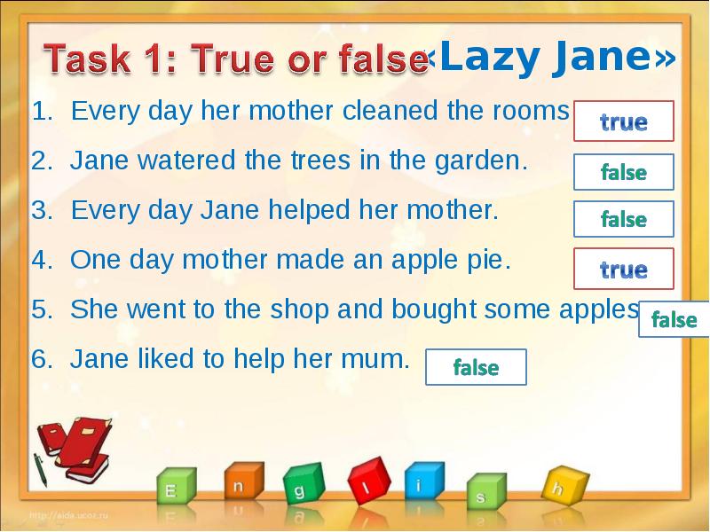 Reading true false tasks. True or false exercises. Lazy Jane. True false exercises for Kids. True false exercises for students.